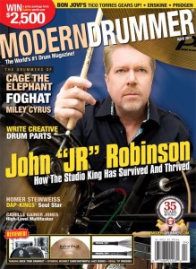John "Jr" Robinson on the April 2011 cover of Modern Drummer Magazine