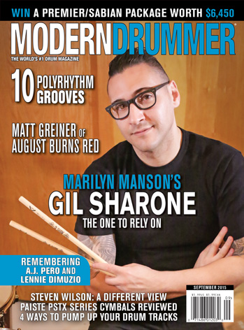 September 2015 Issue of Modern Drummer featuring Gil Sharone