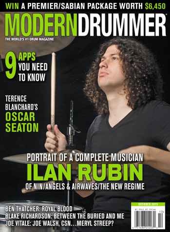 October 2015 Issue of Modern Drummer featuring Ilan Rubin