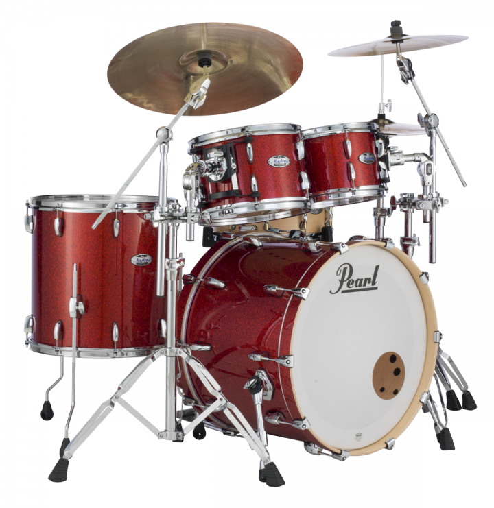 Pearl Masters Maple Complete shell pack in Vermillion Sparkle finish