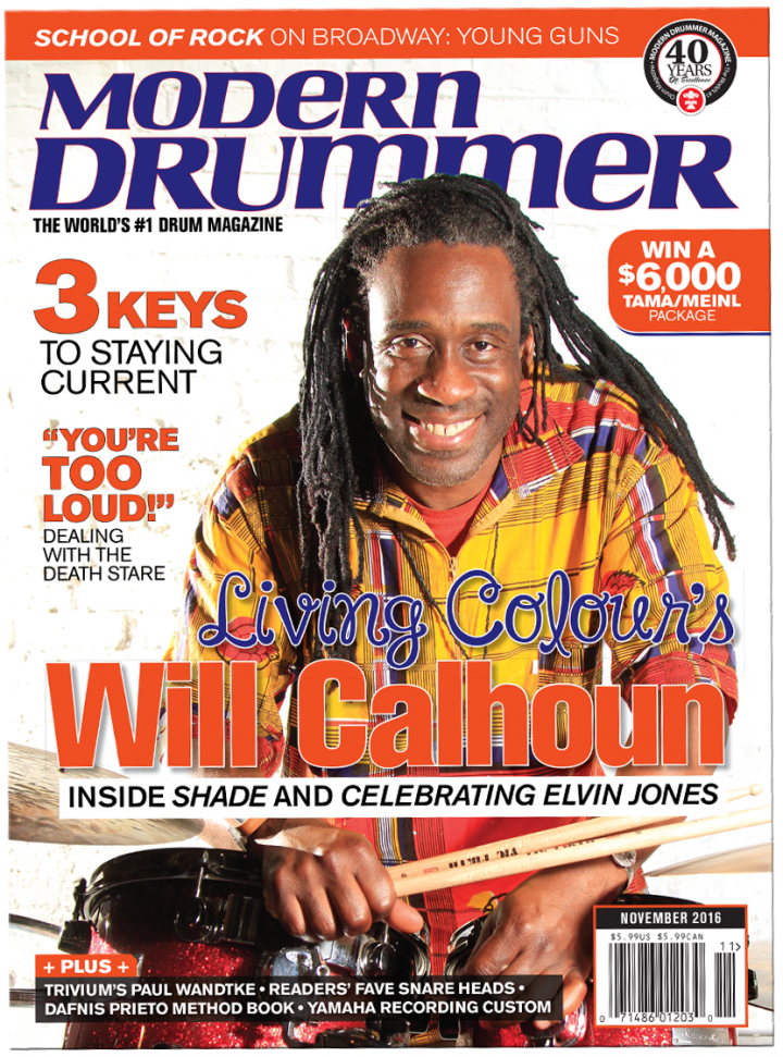 November 2016 Issue of Modern Drummer magazine featuring Living Colour’s Will Calhoun