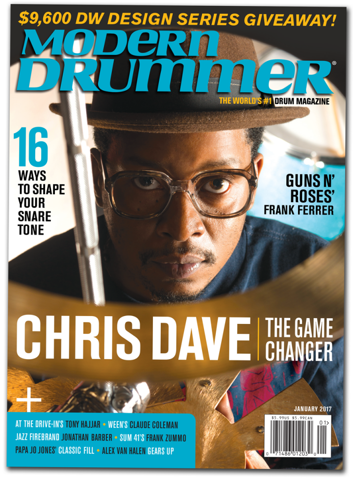 January 2016 Issue of Modern Drummer magazine featuring Chris Dave
