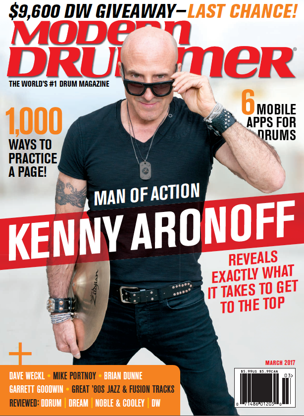 March 2017 Modern Drummer featuring Kenny Aronoff