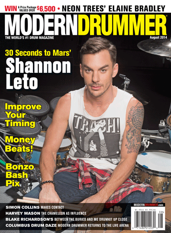 August 2014 Issue of Modern Drummer magazine Featuring Shannon Leto of 30 Seconds to Mars