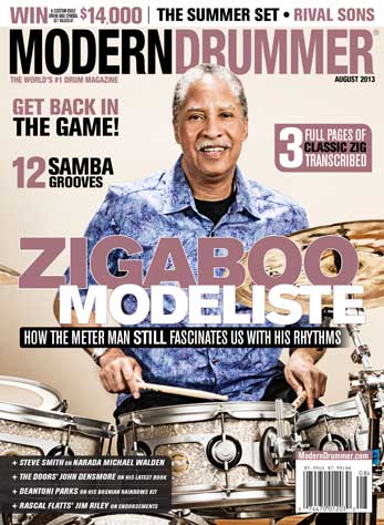 August 2013 Issue of Modern Drummer featuring Zigaboo Modeliste