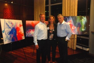 Carl Palmer with fans who purchased his art to aid Camp Good Days & Special Times (for children with cancer), the American Cancer Society, and the Child Advocacy Center of Philadelphia.