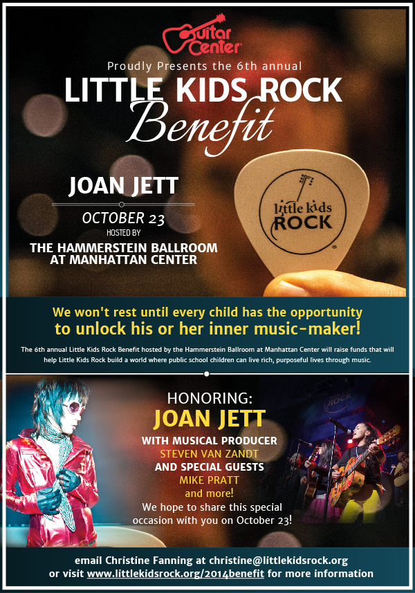 Little Kids Rock to Honor Joan Jett on October 23