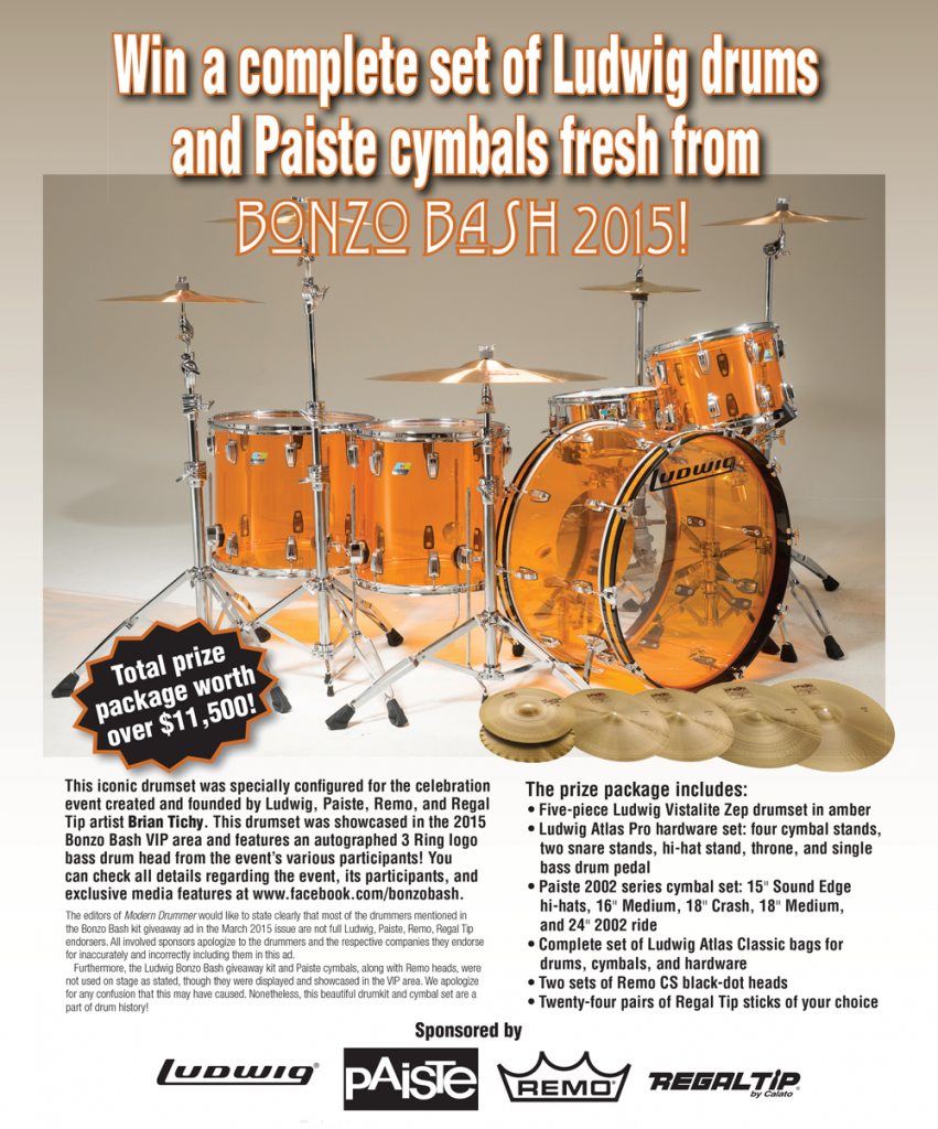 Win a complete set of Ludwig drums and Paiste cymbals fresh from Bonzo Bash 2015!