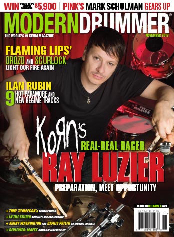 November 2013 Issue of Modern Drummer Featuring Ray Luzier