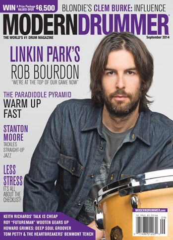 August 2014 Issue of Modern Drummer magazine Featuring Rob Bourdon of Linkin Park