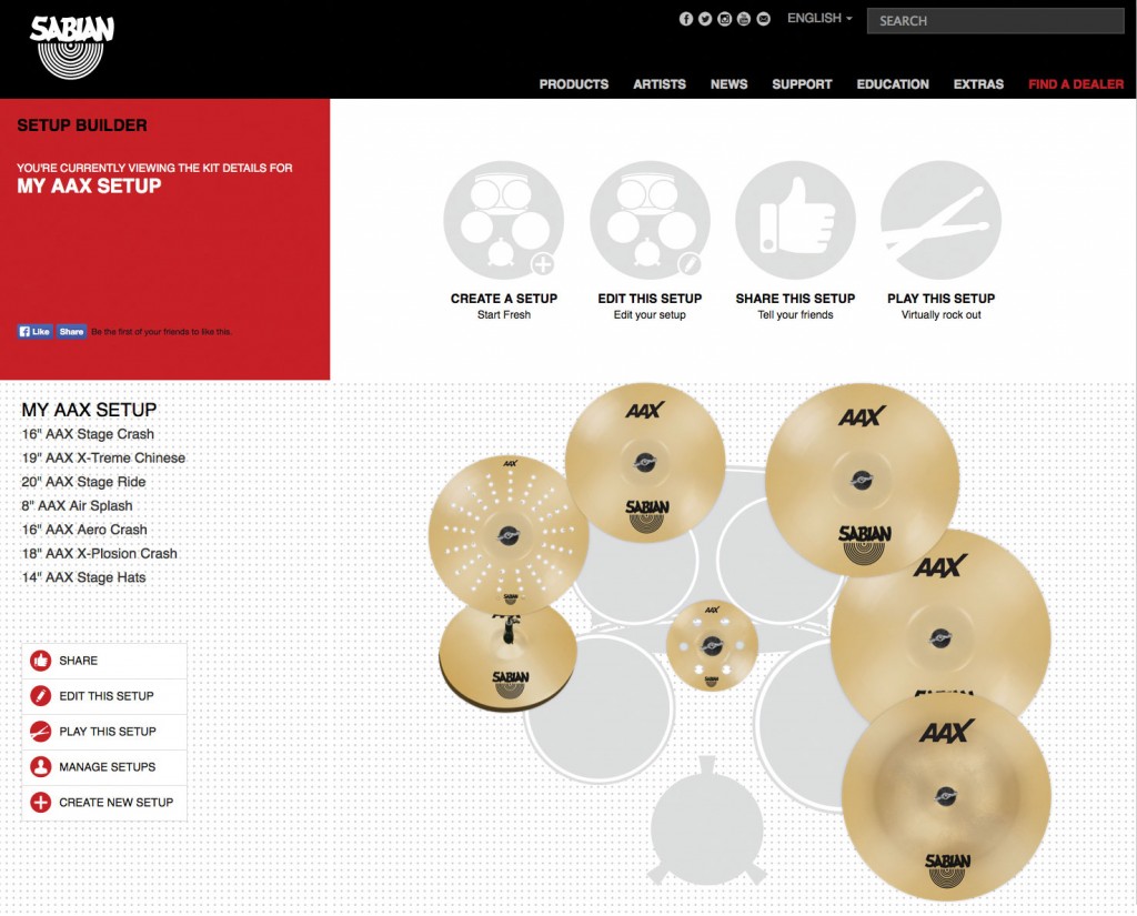 Sabian Relauches Set-Up Builder at Cymbalsetup.com