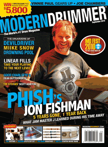 September 2010 Issue of Modern Drummer Featuring Phish's Jon Fishman