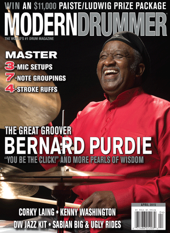 April 2015 Issue of Modern Drummer featuring Bernard “Pretty” Purdie 
