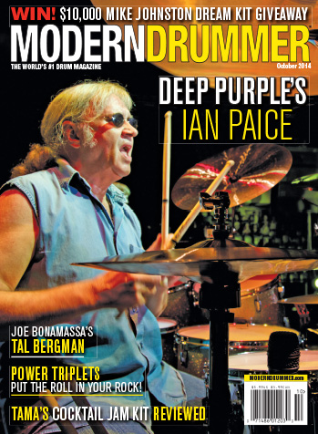 October 2014 Issue of Modern Drummer magazine Featuring Ian Paice of Deep Purple