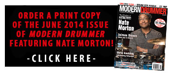 June 2014 Issue of Modern Drummer Featuring Nate Morton of The Voice